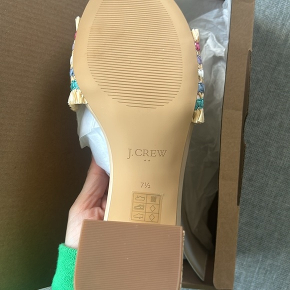 J.Crew Rainbow Raffia Woven mule heels sandals Size 7.5 - Picture 7 of 8